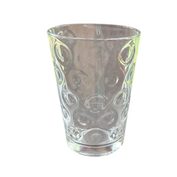 Pasabahce 6 oz Vintage Optic Dot Circle Glass Tumbler Set of 5 Juice Glasses 4"h - Picture 5 of 8